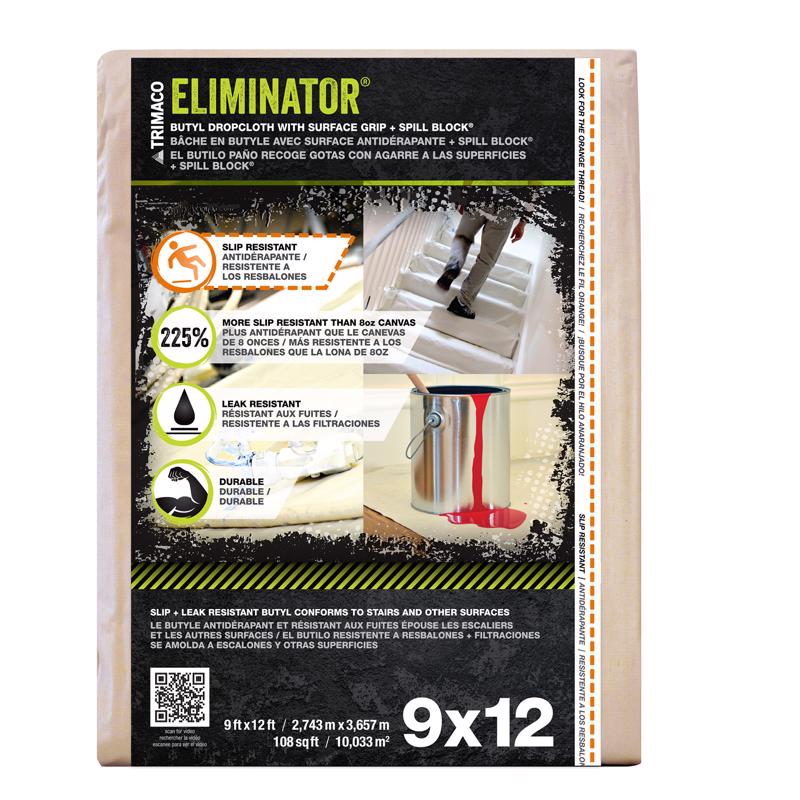 Trimaco Eliminator 9 ft. W X 12 ft. L Butyl Coated Drop Cloth