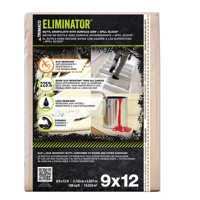 Trimaco Eliminator 9 ft. W X 12 ft. L Butyl Coated Drop Cloth