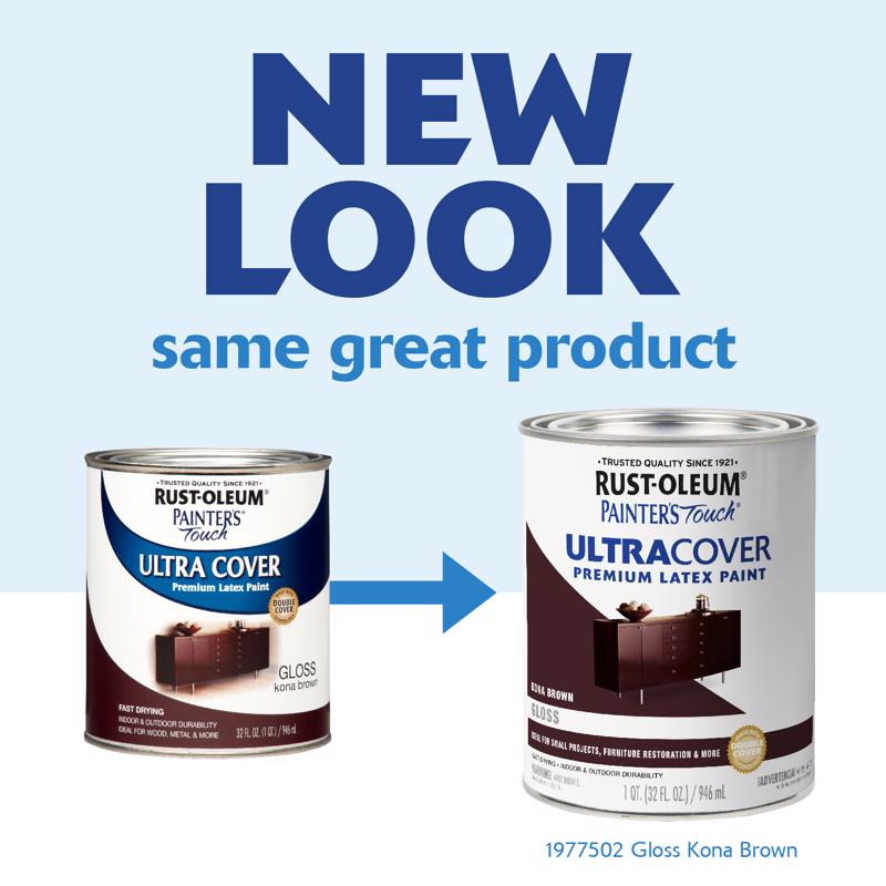 Rust-Oleum Painters Touch Gloss Kona Brown Ultra Cover Paint Exterior and Interior 1 qt