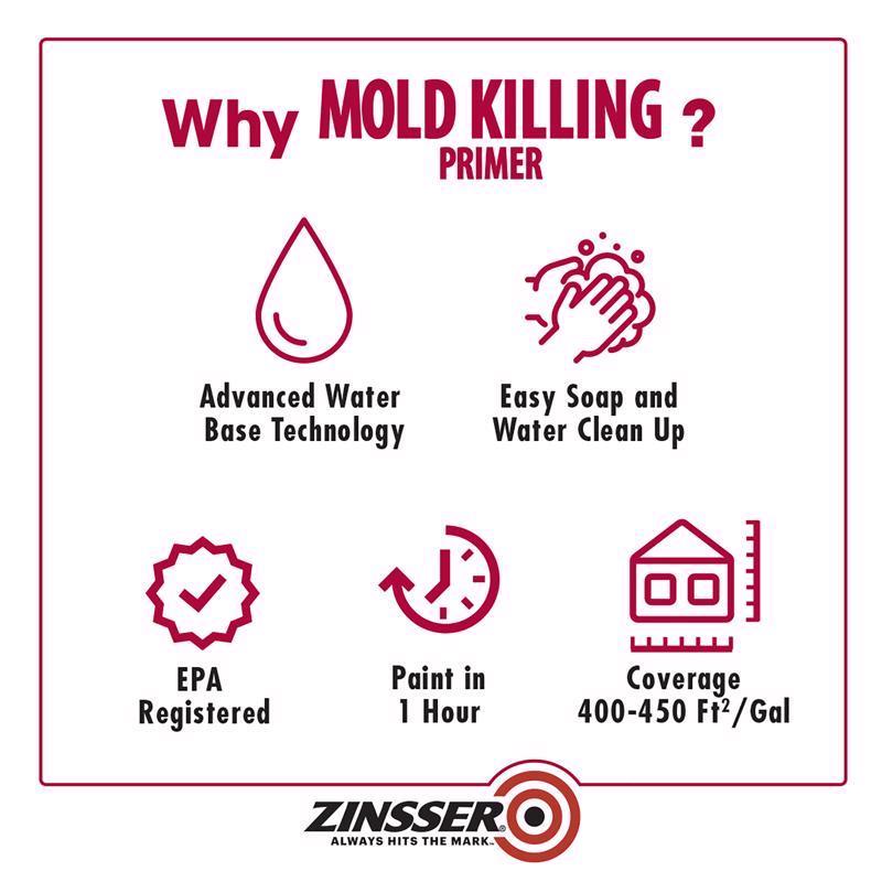 Zinsser White Water-Based Acrylic Mold Killing Primer 1 gal