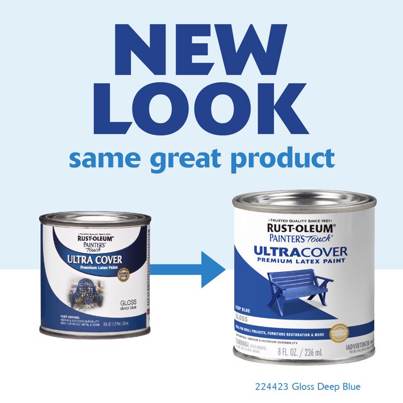 Rust-Oleum Painter's Touch Gloss Deep Blue Water-Based Protective Enamel Exterior and Interior 8 oz