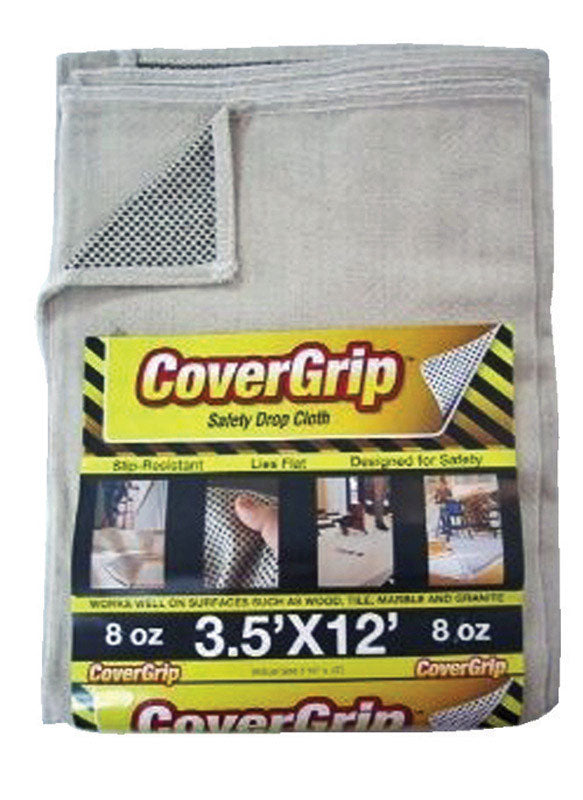 CoverGrip 3.5 ft. W X 12 ft. L X 1.5 mil 8 oz Safety Canvas Drop Cloth