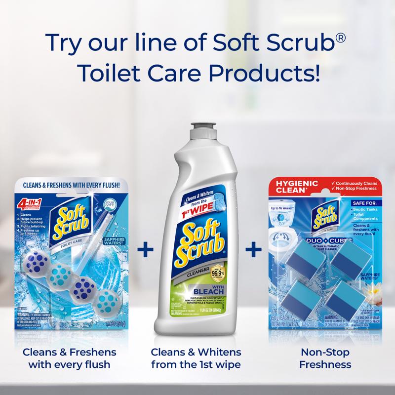 Soft Scrub 4-in-1 Toilet Care Sapphire Waters Scent Toilet Bowl Cleaner 1.76 oz Tablet
