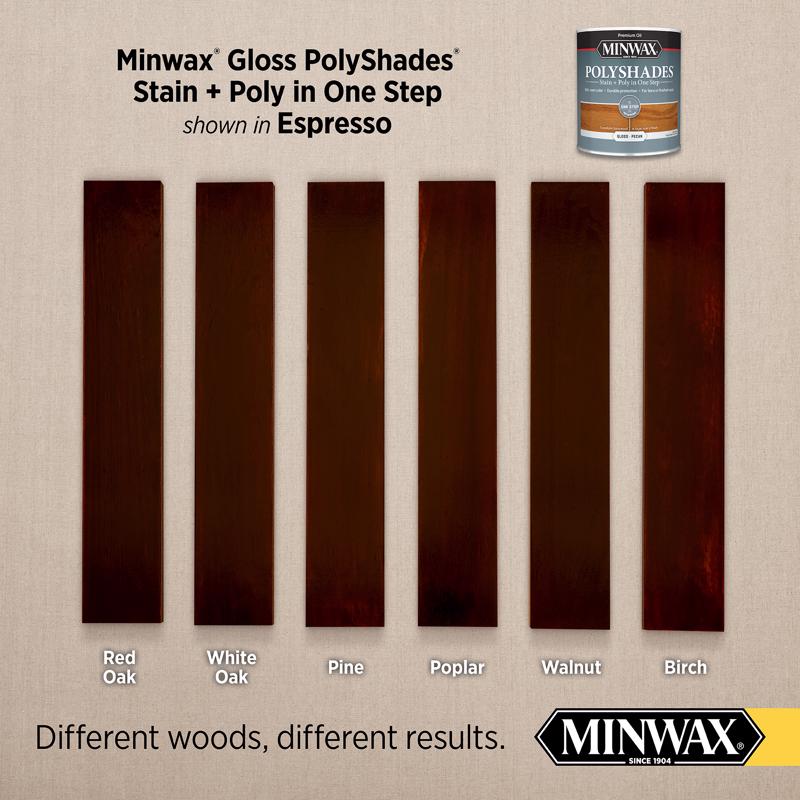 Minwax PolyShades Semi-Transparent Gloss Espresso Oil-Based Stain/Polyurethane Finish 1 qt