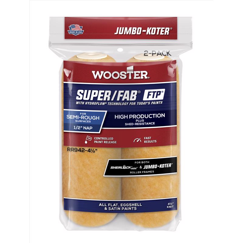Wooster Jumbo-Koter Synthetic Blend 4-1/2 in. W X 1/2 in. Mini Paint Roller Cover 2 pk