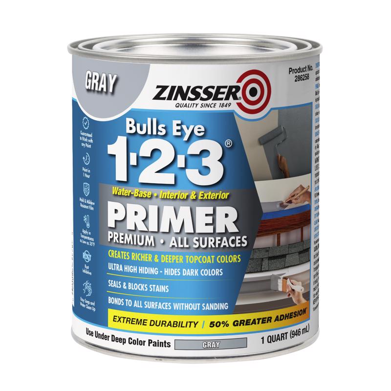 Zinsser Bulls Eye 123 Gray Water-Based Acrylic Copolymer Primer 1 qt