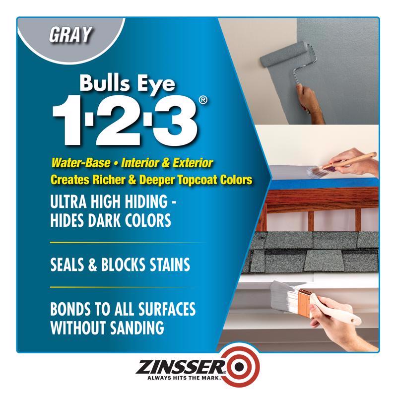 Zinsser Bulls Eye 123 Gray Water-Based Acrylic Copolymer Primer 1 qt