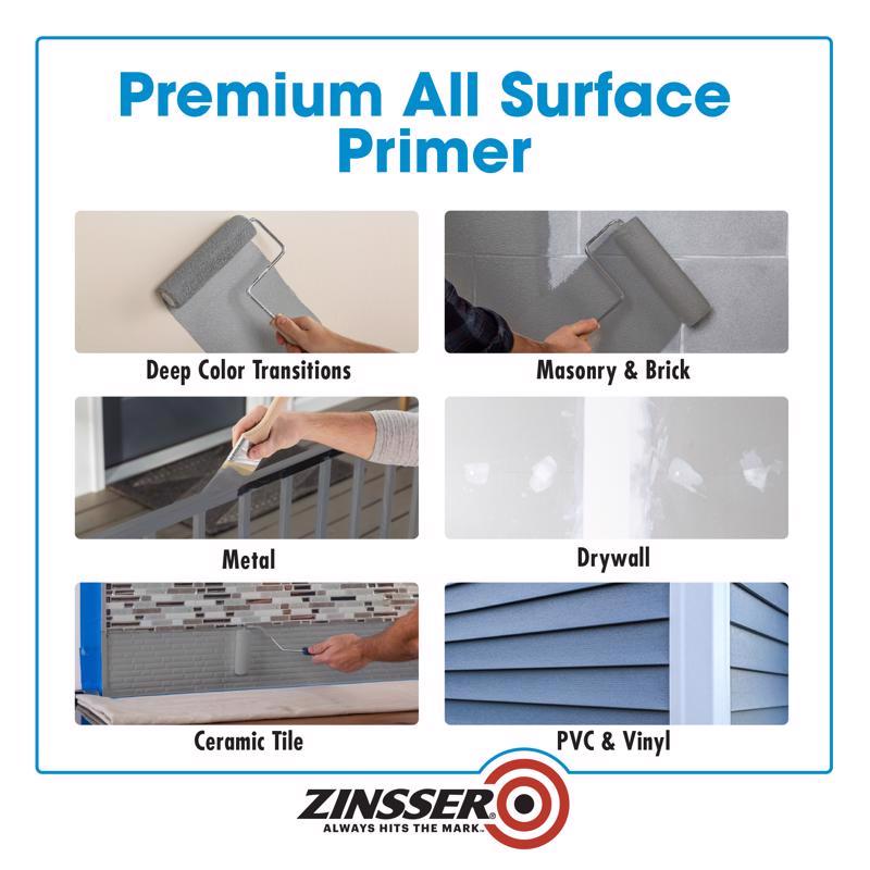 Zinsser Bulls Eye 123 Gray Water-Based Acrylic Copolymer Primer 1 qt