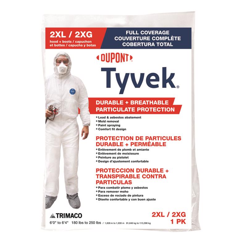 Dupont Tyvek Coverall with Hood and Boots White XXL