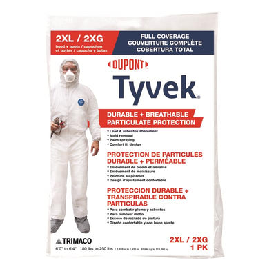 Dupont Tyvek Coverall with Hood and Boots White XXL