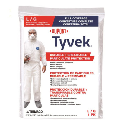 Dupont Tyvek Coverall with Hood and Boots White L