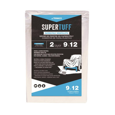 Trimaco SuperTuff 9 ft. W X 12 ft. L Paper/Poly Drop Cloth