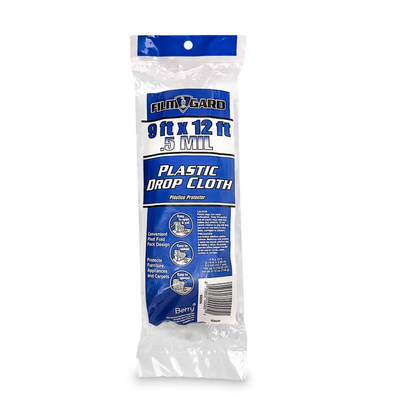 Film-Gard 9 ft. W X 12 ft. L X 0.5 mil Plastic Drop Cloth