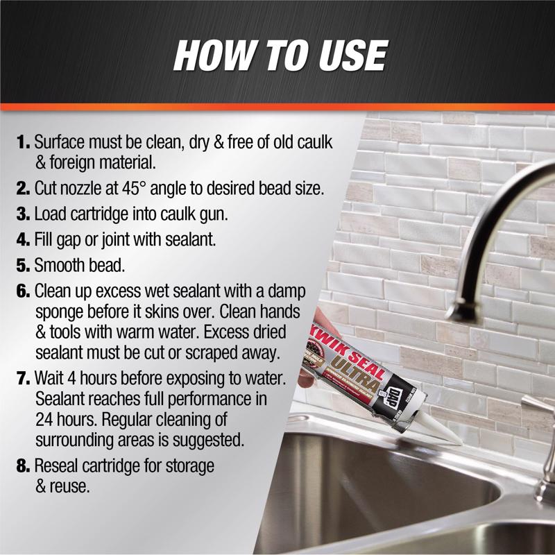 DAP Kwik Seal Ultra White Siliconized Acrylic Kitchen and Bath Sealant 10.1 oz