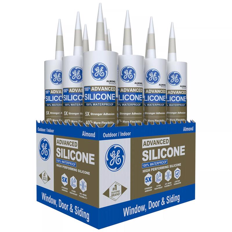 GE Advanced Almond Silicone 2 Window and Door Caulk Sealant 10.1 oz