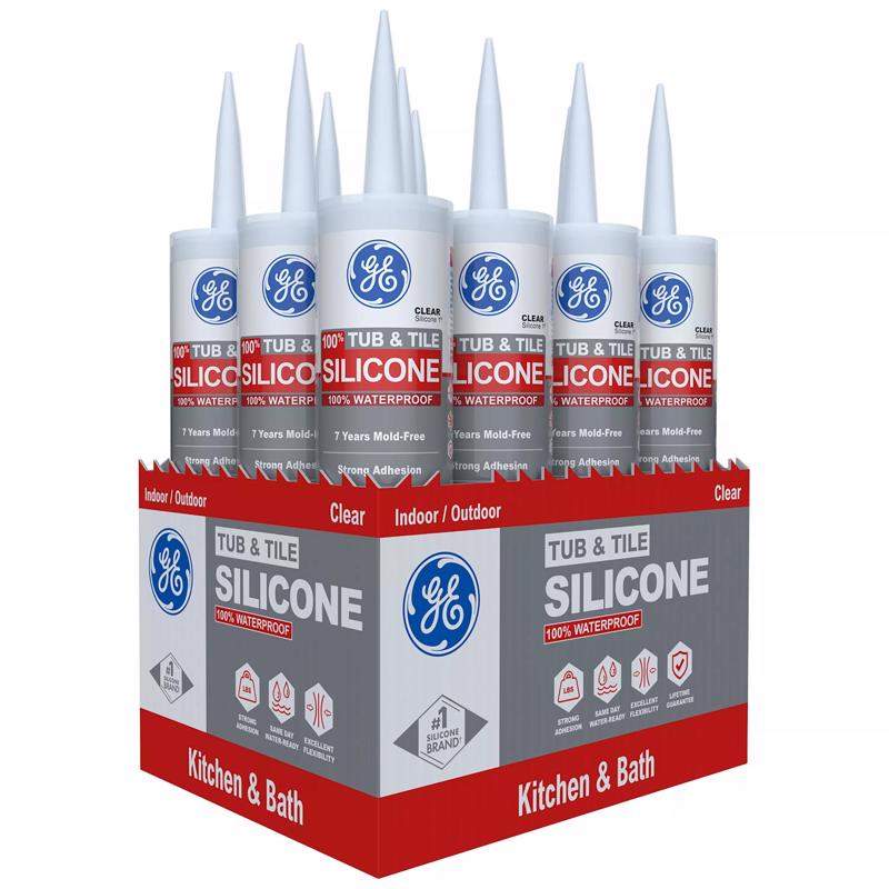 GE Tub & Tile Clear Silicone 1 Tub and Tile Caulk Sealant 10.1 oz