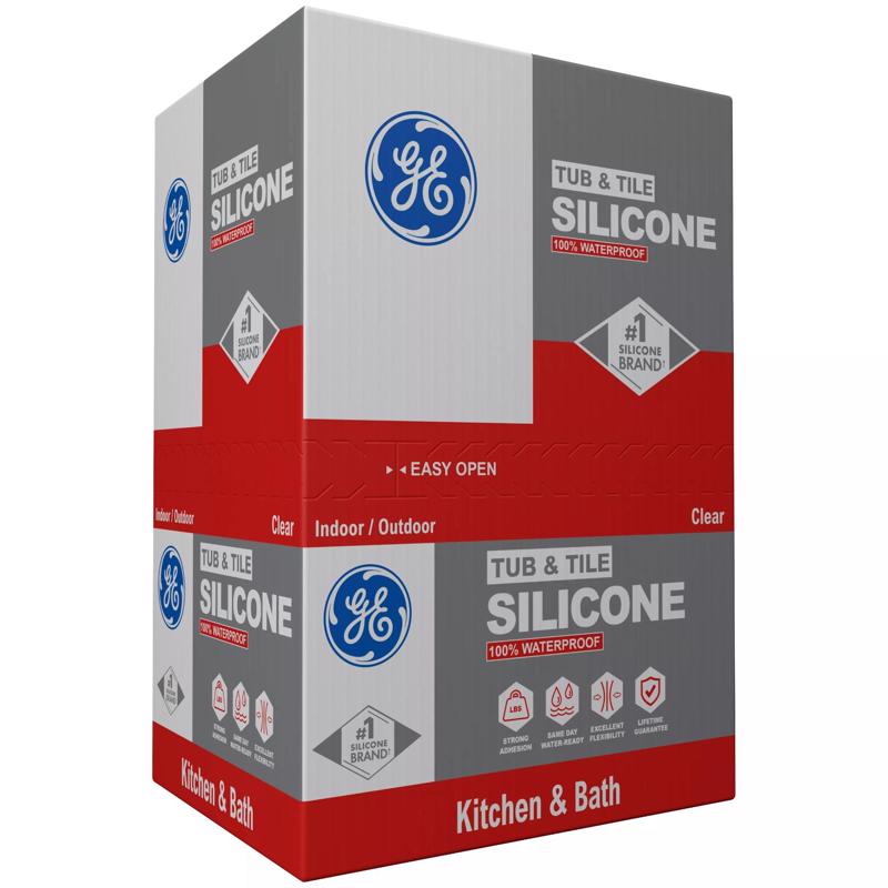 GE Tub & Tile Clear Silicone 1 Tub and Tile Caulk Sealant 10.1 oz