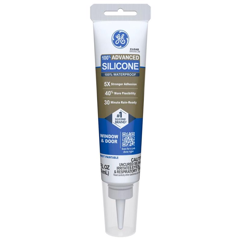 GE Advanced Clear Silicone 2 Window and Door Sealant 2.8 oz