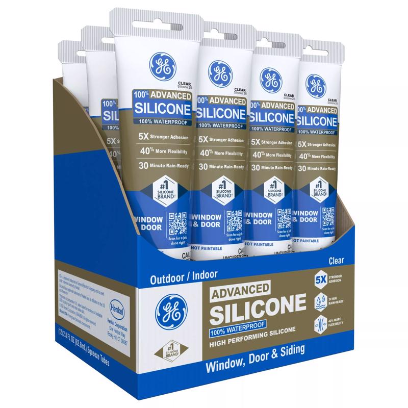 GE Advanced Clear Silicone 2 Window and Door Sealant 2.8 oz