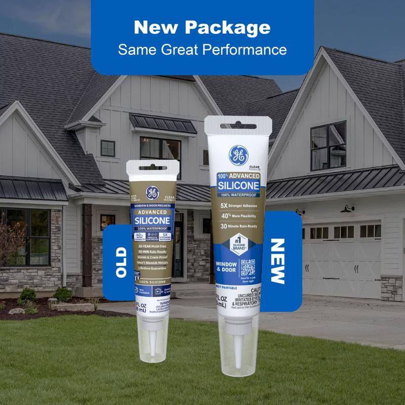 GE Advanced Clear Silicone 2 Window and Door Sealant 2.8 oz