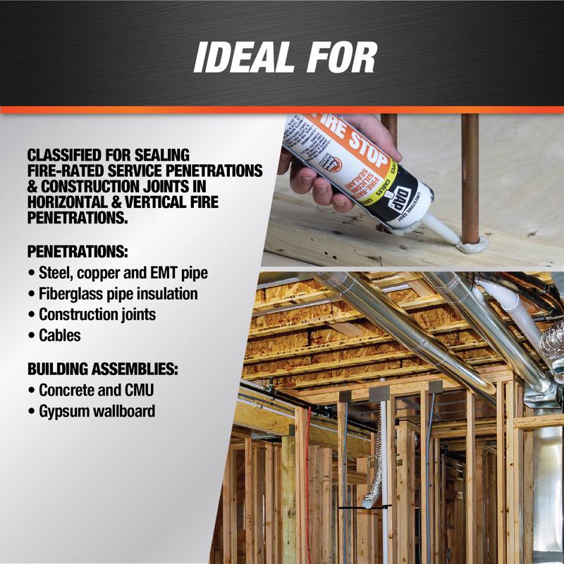 DAP Fire Stop Gray Elastomeric Fire Stop Sealant 10.1 oz