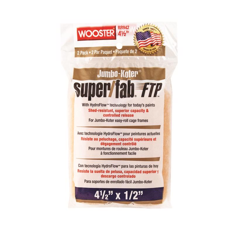 Wooster Super/Fab FTP Synthetic Blend 4-1/2 in. W X 3/4 in. Paint Roller Cover 2 pk