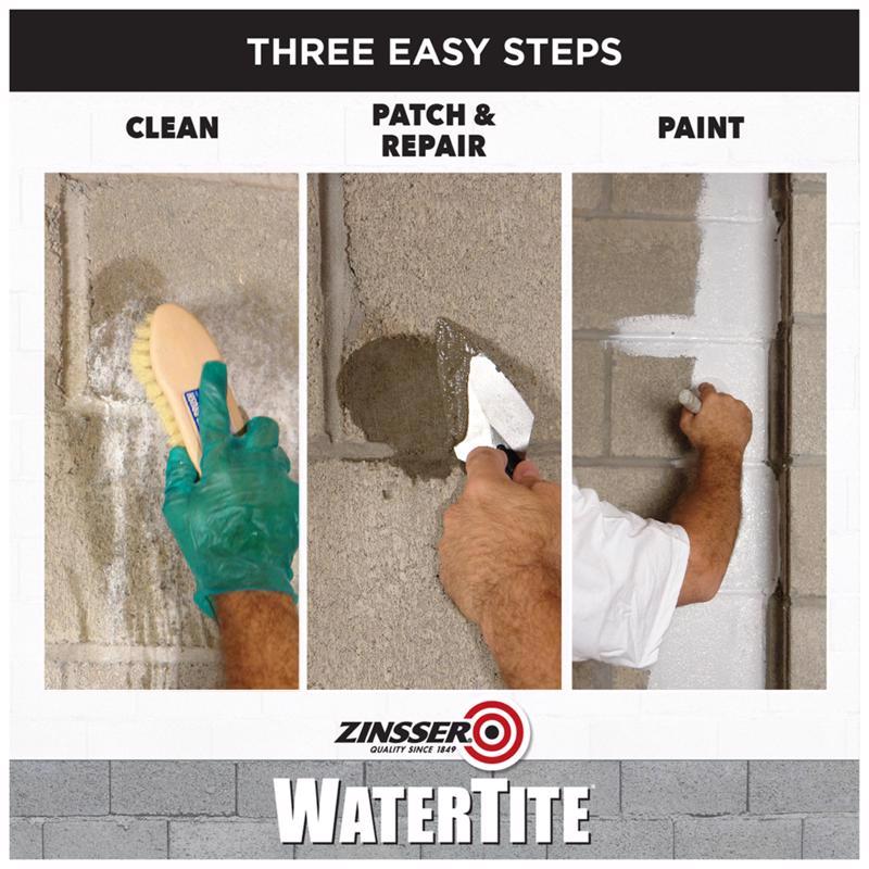 Zinsser WaterTite Bright White Smooth Water-Based Acrylic Copolymer Waterproofing Paint 1 qt