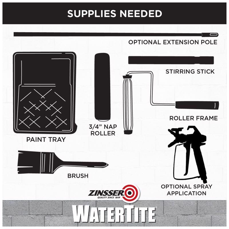 Zinsser WaterTite Bright White Smooth Water-Based Acrylic Copolymer Waterproofing Paint 1 qt