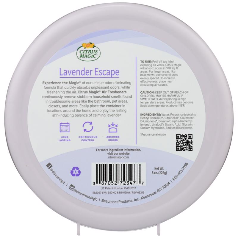 Citrus Magic Lavender Escape Scent Air Freshener 8 oz Solid