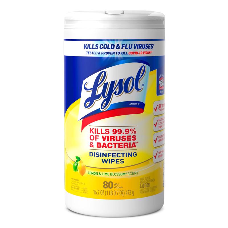 Lysol Lemon & Lime Blossom Scent Disinfecting Wipes 80 ct
