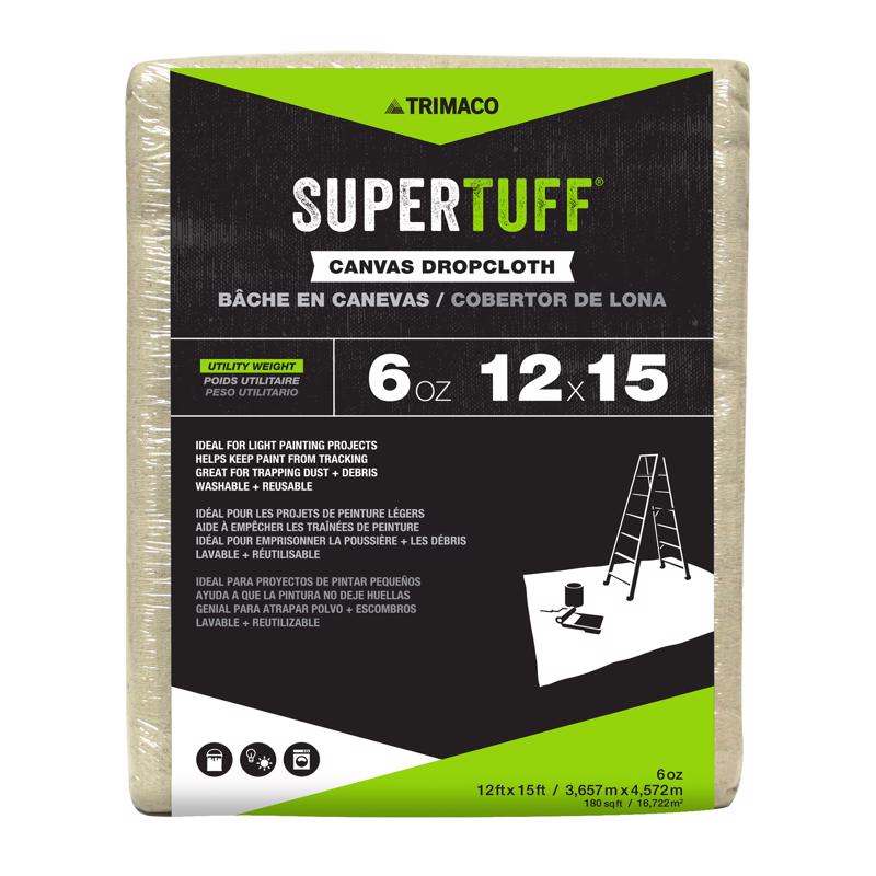 Trimaco SuperTuff 12 ft. W X 15 ft. L X 0.06 mil 6 oz Canvas Drop Cloth