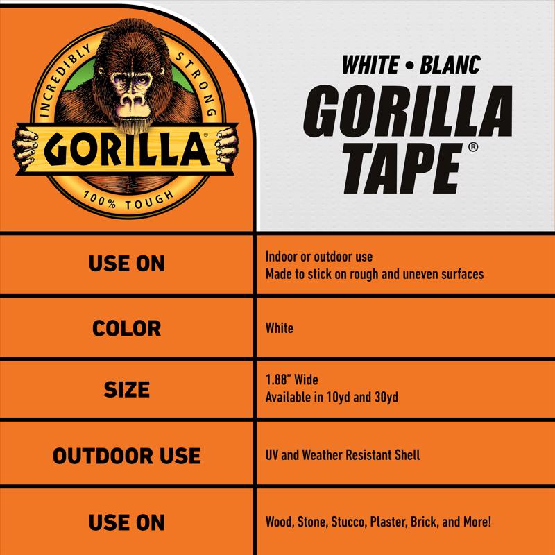 Gorilla 1.88 in. W X 10 yd L White Duct Tape