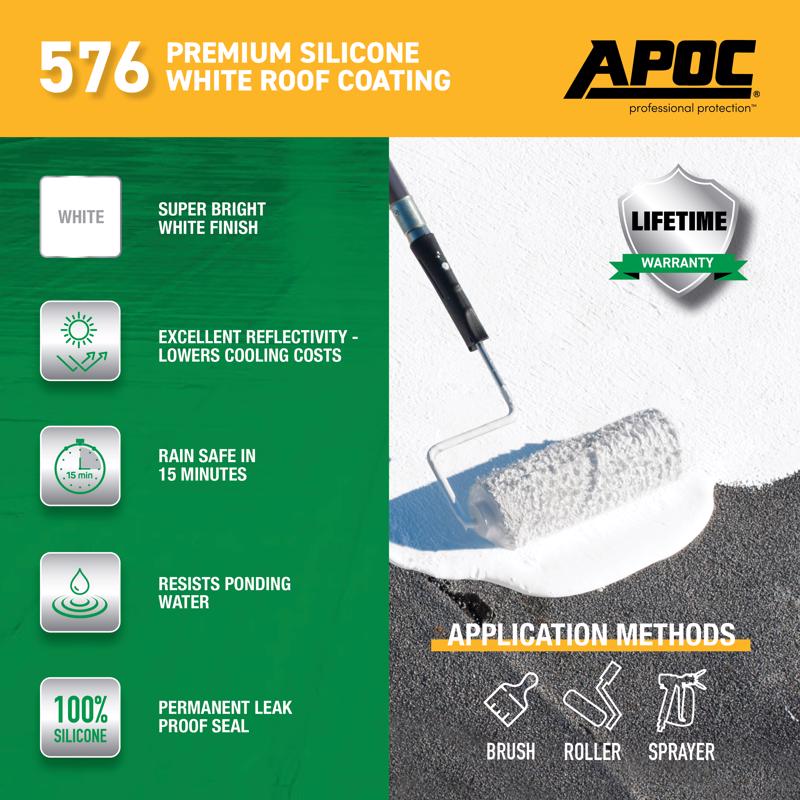 APOC Gloss Bright White Silicone Roof Coating 1 gal