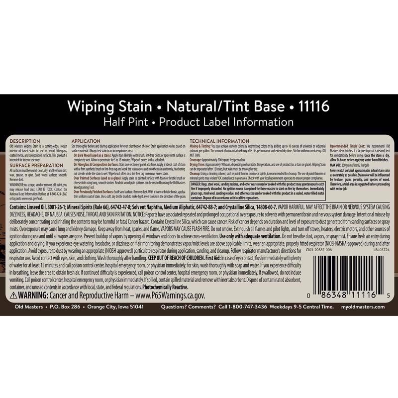 Old Masters Semi-Transparent Clear Oil-Based Wiping Stain 1/2 pt