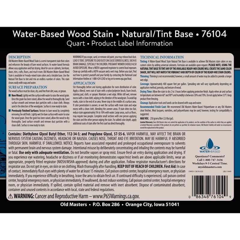 Old Masters Semi-Transparent Natural Water-Based Latex Wood Stain 1 qt