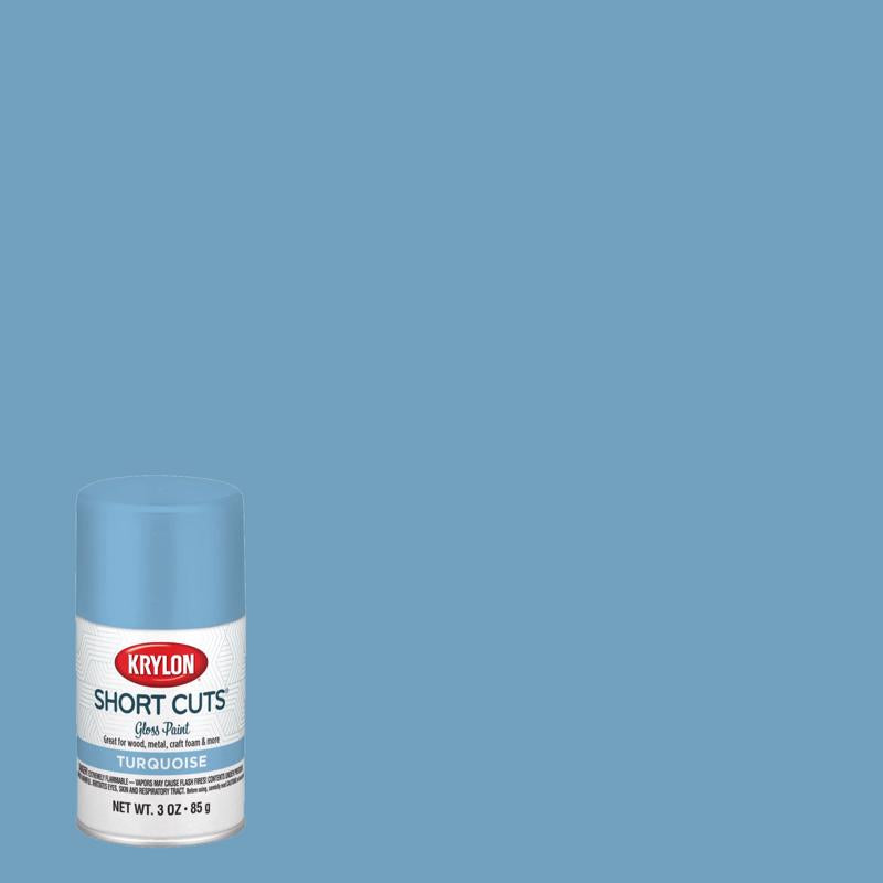 Krylon Short Cuts Gloss Turquoise Spray  Paint 3 oz