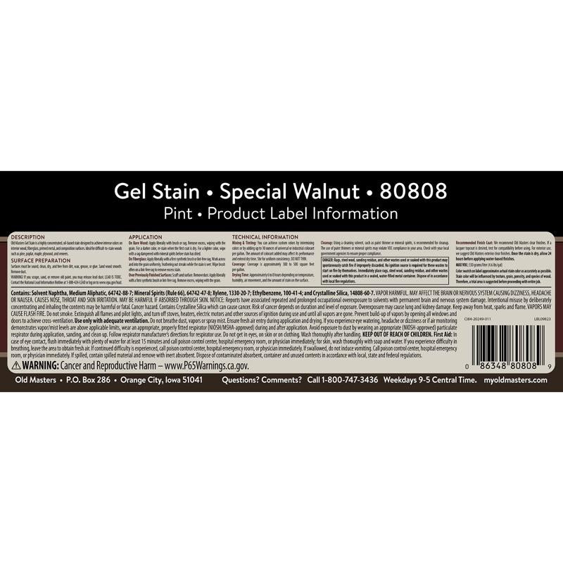 Old Masters Semi-Transparent Special Walnut Oil-Based Alkyd Gel Stain 1 pt