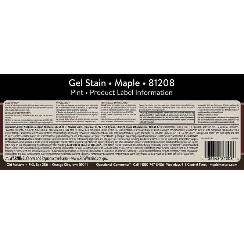 Old Masters Semi-Transparent Maple Oil-Based Alkyd Gel Stain 1 pt