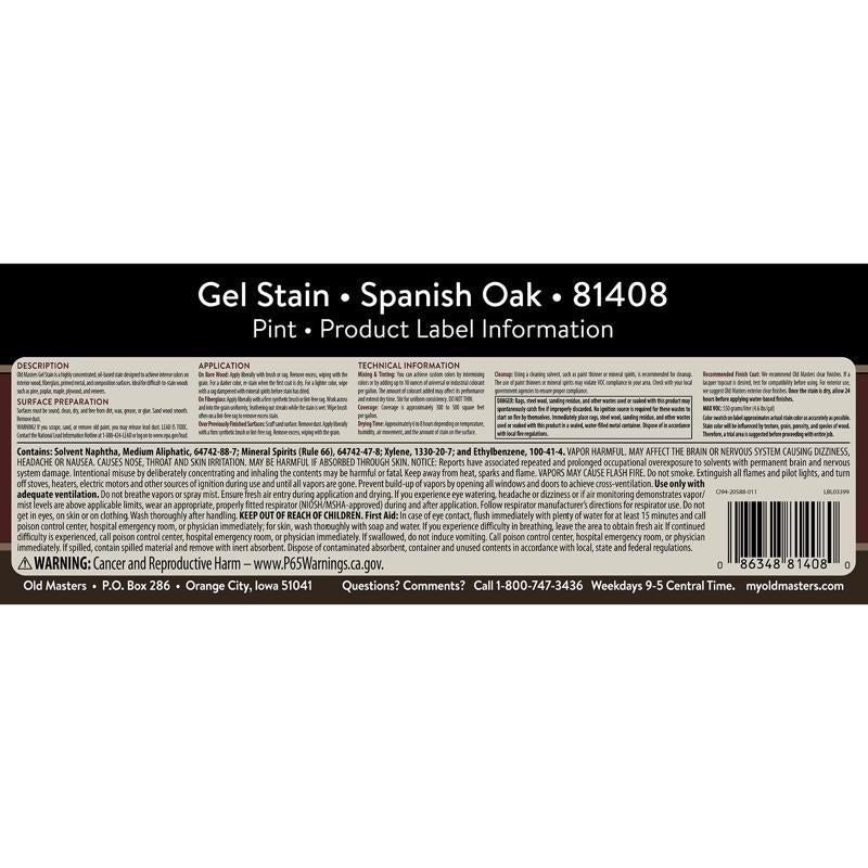 Old Masters Semi-Transparent Spanish Oak Oil-Based Alkyd Gel Stain 1 pt