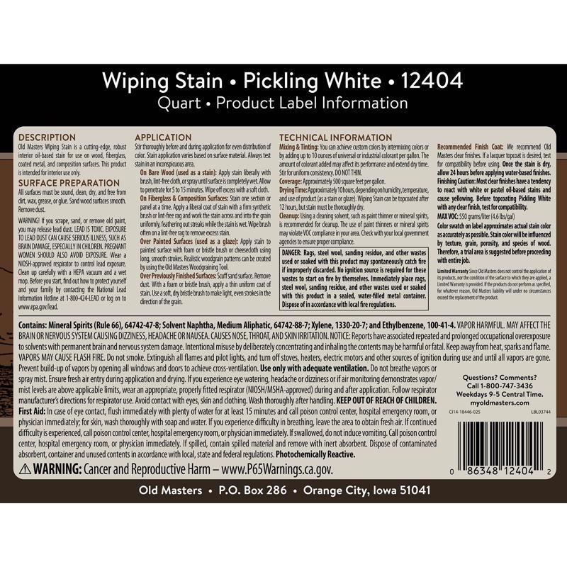 Old Masters Semi-Transparent Pickling White Oil-Based Wiping Stain 1 qt