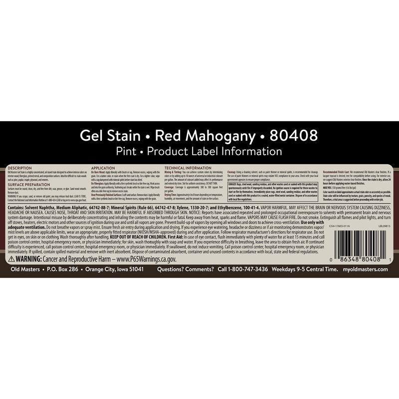 Old Masters Semi-Transparent Red Mahogany Oil-Based Alkyd Gel Stain 1 pt