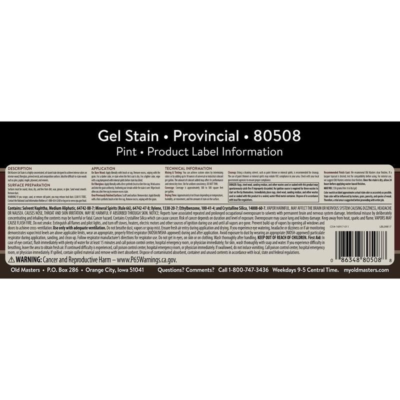 Old Masters Semi-Transparent Provincial Oil-Based Alkyd Gel Stain 1 pt