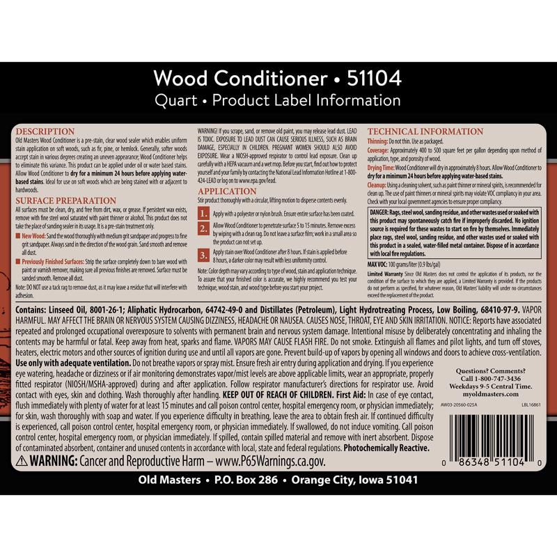 Old Masters Clear Oil-Based Wood Conditioner 1 qt
