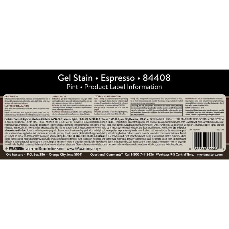 Old Masters Semi-Transparent Espresso Oil-Based Alkyd Gel Stain 1 pt