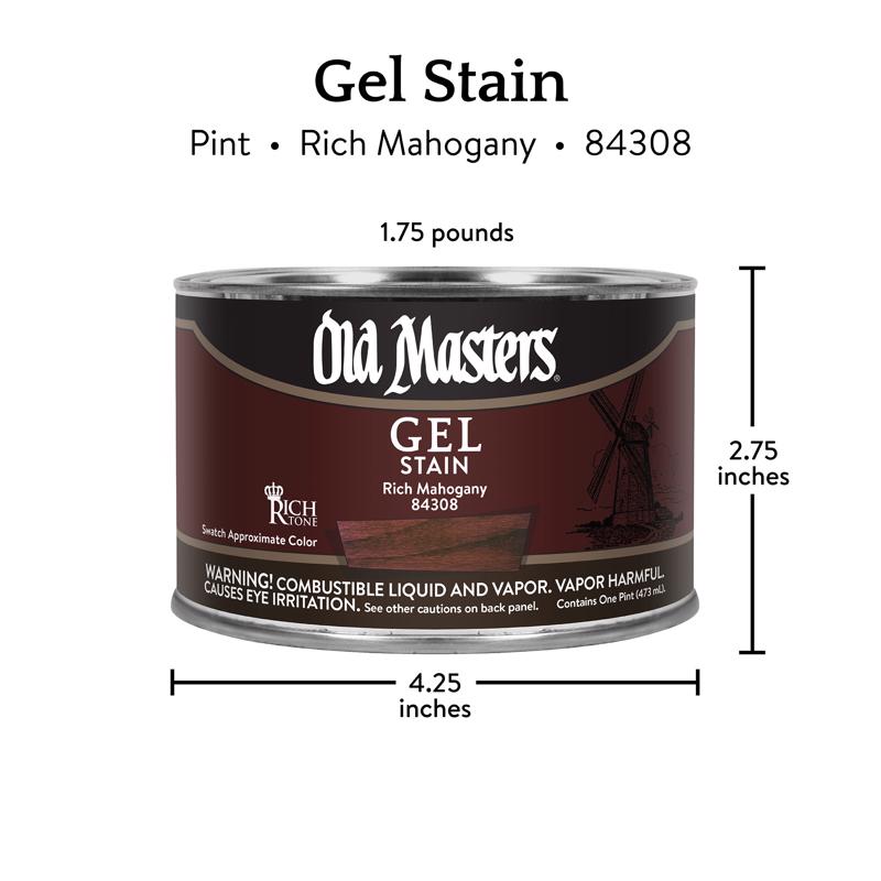 Old Masters Semi-Transparent Rich Mahogany Oil-Based Alkyd Gel Stain 1 pt