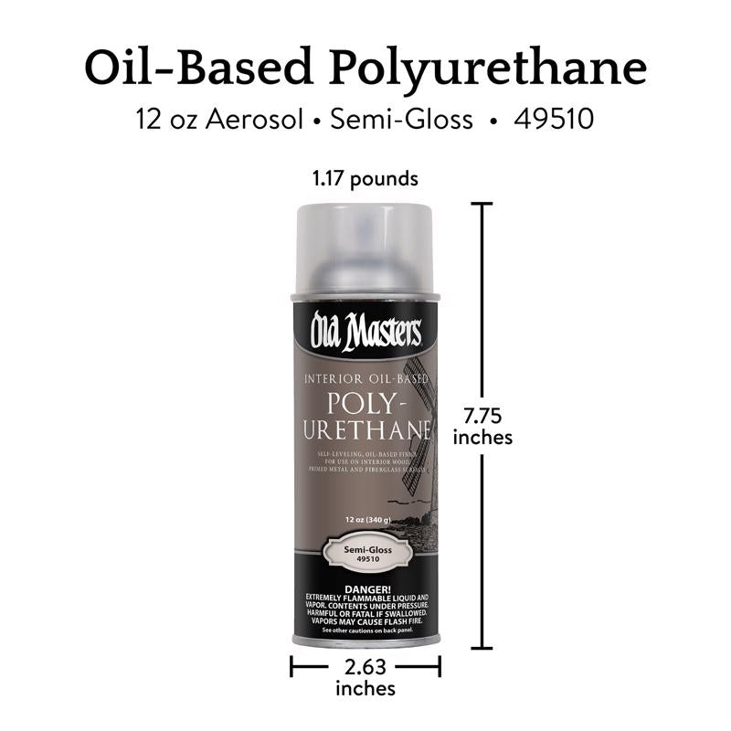 Old Masters Semi-Gloss Clear Oil-Based Polyurethane Spray 12 oz