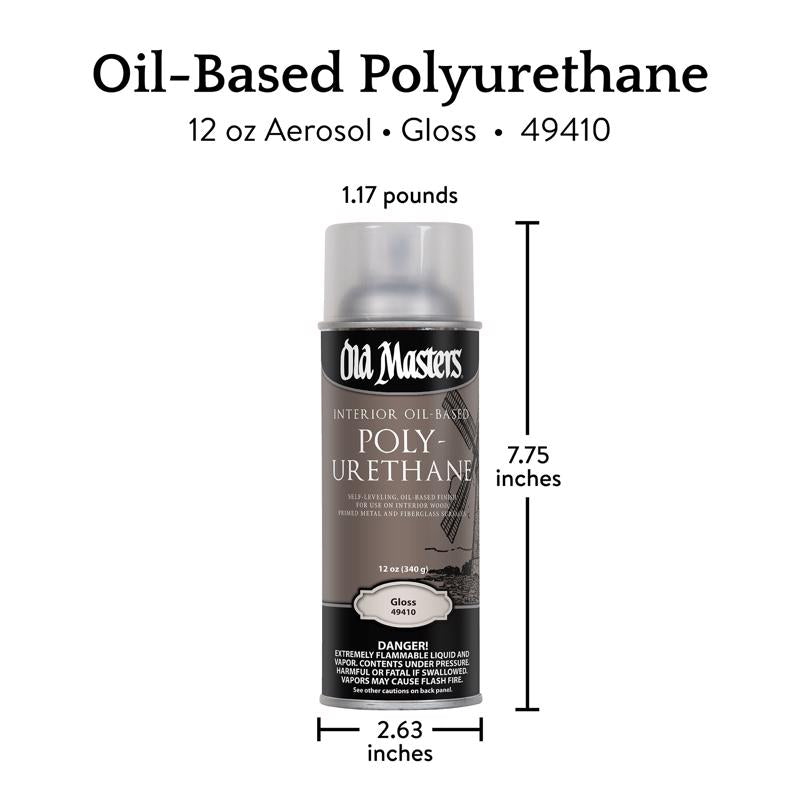 Old Masters Gloss Clear Oil-Based Polyurethane Spray 12 oz