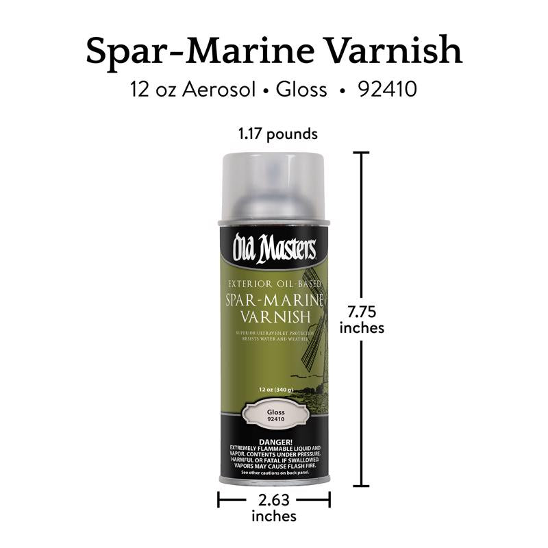 Old Masters Gloss Clear Oil-Based Marine Spar Varnish Spray 12 oz