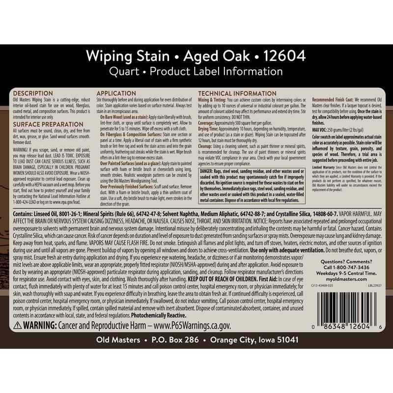 Old Masters Semi-Transparent Aged Oak Oil-Based Wiping Stain 1 qt