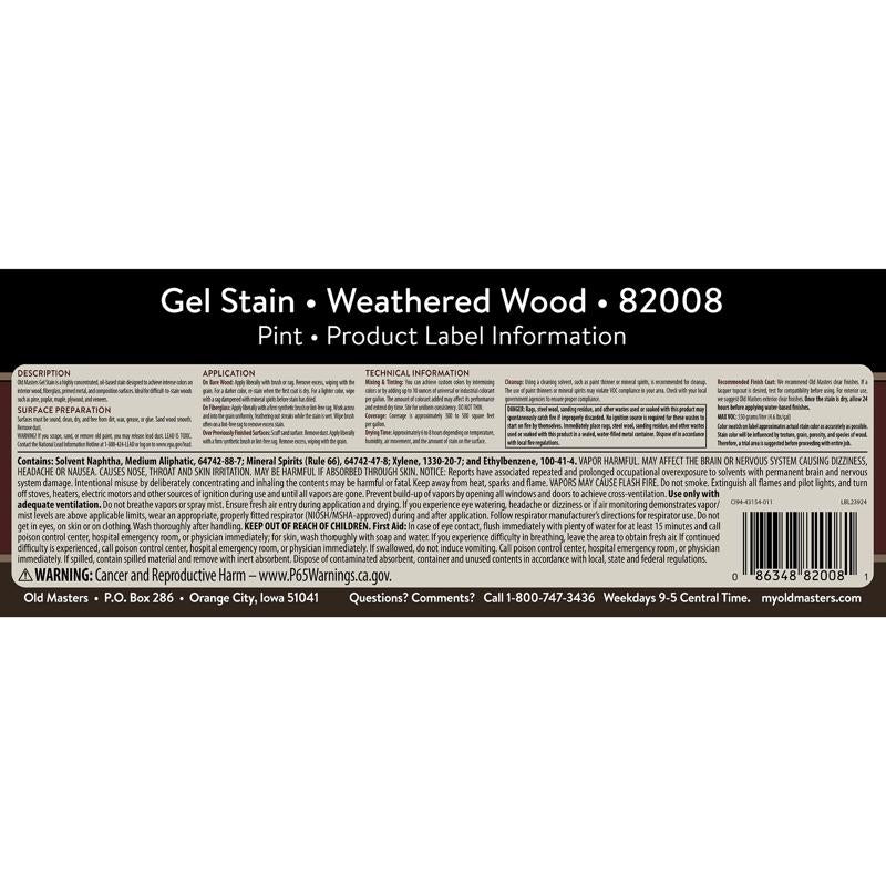 Old Masters Semi-Transparent Weathered Wood Oil-Based Alkyd Gel Stain 1 pt